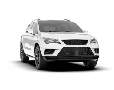 Şeffaf arka planda beyaz modern. 3d görüntüleme - illüstrasyon