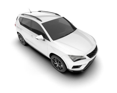 Şeffaf arka planda beyaz modern. 3d görüntüleme - illüstrasyon