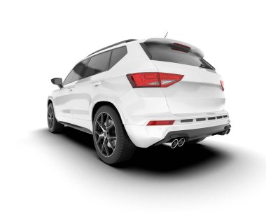 Şeffaf arka planda beyaz modern. 3d görüntüleme - illüstrasyon