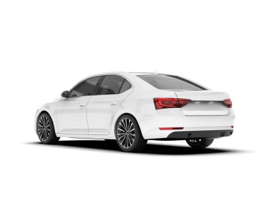 Şeffaf arka planda beyaz modern. 3d görüntüleme - illüstrasyon