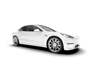 Beyaz arka planda izole edilmiş beyaz spor araba. 3d görüntüleme - illüstrasyon