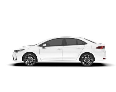 Beyaz arka planda izole edilmiş beyaz spor araba. 3d görüntüleme - illüstrasyon