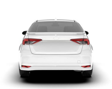 Beyaz arka planda izole edilmiş beyaz spor araba. 3d görüntüleme - illüstrasyon