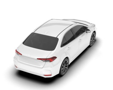 Beyaz arka planda izole edilmiş beyaz spor araba. 3d görüntüleme - illüstrasyon