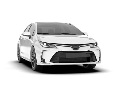 Beyaz arka planda izole edilmiş beyaz spor araba. 3d görüntüleme - illüstrasyon