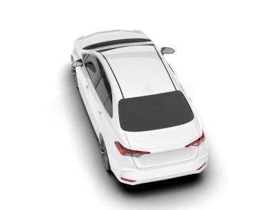 Beyaz arka planda izole edilmiş beyaz spor araba. 3d görüntüleme - illüstrasyon