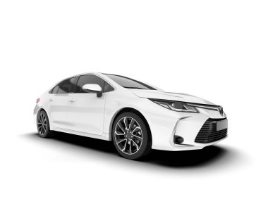 Beyaz arka planda izole edilmiş beyaz spor araba. 3d görüntüleme - illüstrasyon