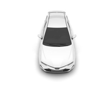 Beyaz arka planda izole edilmiş beyaz spor araba. 3d görüntüleme - illüstrasyon