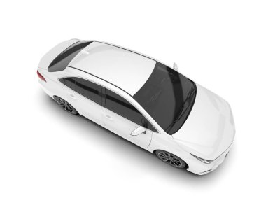 Beyaz arka planda izole edilmiş beyaz spor araba. 3d görüntüleme - illüstrasyon