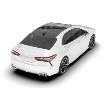 Beyaz arka planda izole edilmiş beyaz spor araba. 3d görüntüleme - illüstrasyon