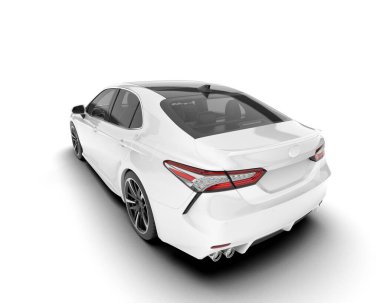 Beyaz arka planda izole edilmiş beyaz spor araba. 3d görüntüleme - illüstrasyon