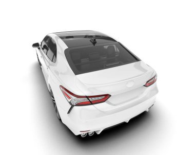 Beyaz arka planda izole edilmiş beyaz spor araba. 3d görüntüleme - illüstrasyon