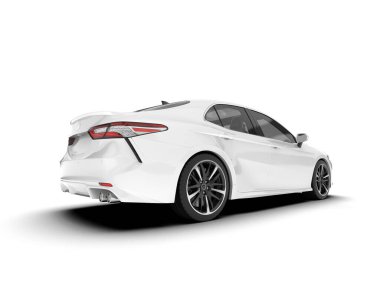 Beyaz arka planda izole edilmiş beyaz spor araba. 3d görüntüleme - illüstrasyon