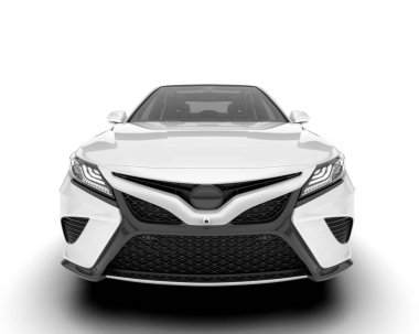 Beyaz arka planda izole edilmiş beyaz spor araba. 3d görüntüleme - illüstrasyon