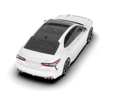 Beyaz arka planda izole edilmiş beyaz spor araba. 3d görüntüleme - illüstrasyon