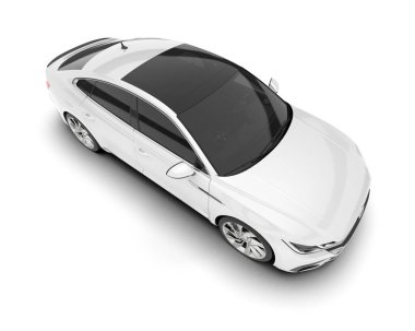 Beyaz arka planda izole edilmiş beyaz spor araba. 3d görüntüleme - illüstrasyon