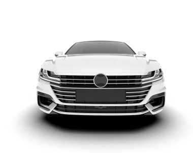 Beyaz arka planda izole edilmiş beyaz spor araba. 3d görüntüleme - illüstrasyon