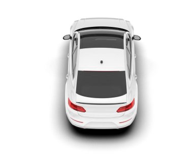 Beyaz arka planda izole edilmiş beyaz spor araba. 3d görüntüleme - illüstrasyon