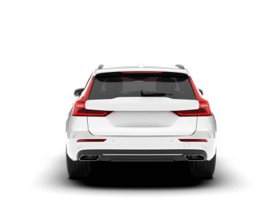 Beyaz arka planda izole edilmiş beyaz spor araba. 3d görüntüleme - illüstrasyon