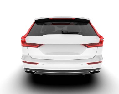 Beyaz arka planda izole edilmiş beyaz spor araba. 3d görüntüleme - illüstrasyon