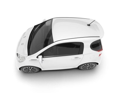 Beyaz arka planda izole edilmiş beyaz spor araba. 3d görüntüleme - illüstrasyon