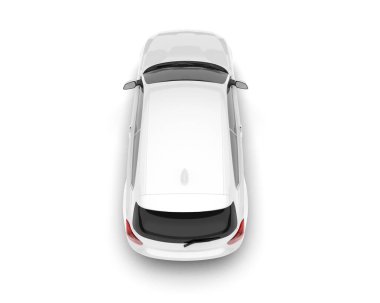 Beyaz arka planda izole edilmiş beyaz spor araba. 3d görüntüleme - illüstrasyon