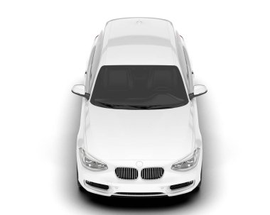 Beyaz arka planda izole edilmiş beyaz spor araba. 3d görüntüleme - illüstrasyon