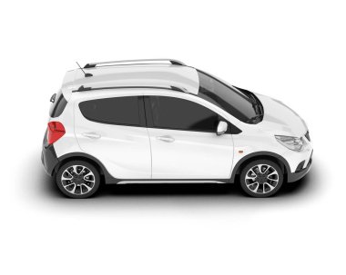 Arka planda izole edilmiş beyaz modern araba. 3d görüntüleme - illüstrasyon