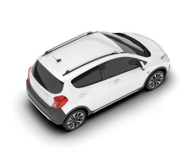 Arka planda izole edilmiş beyaz modern araba. 3d görüntüleme - illüstrasyon