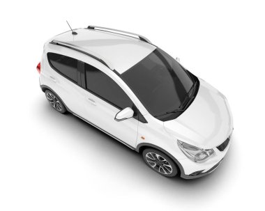 Arka planda izole edilmiş beyaz modern araba. 3d görüntüleme - illüstrasyon