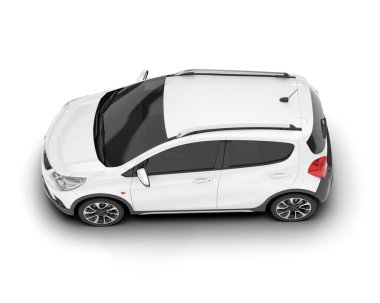 Arka planda izole edilmiş beyaz modern araba. 3d görüntüleme - illüstrasyon