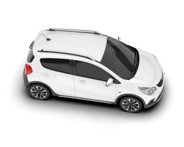 Arka planda izole edilmiş beyaz modern araba. 3d görüntüleme - illüstrasyon