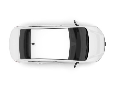 Arka planda izole edilmiş beyaz modern araba. 3d görüntüleme - illüstrasyon