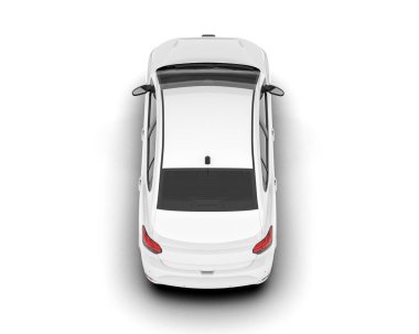 Arka planda izole edilmiş beyaz modern araba. 3d görüntüleme - illüstrasyon