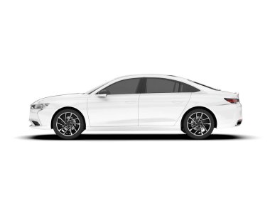 Arka planda izole edilmiş beyaz modern araba. 3d görüntüleme - illüstrasyon