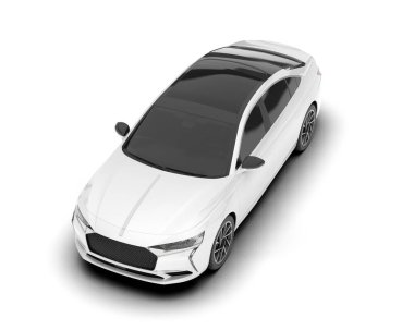 Arka planda izole edilmiş beyaz modern araba. 3d görüntüleme - illüstrasyon