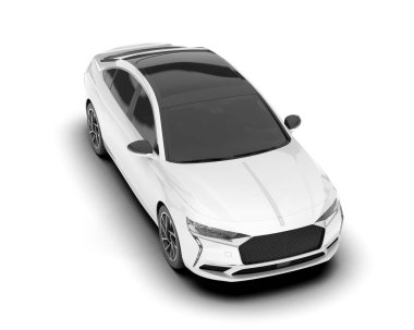 Arka planda izole edilmiş beyaz modern araba. 3d görüntüleme - illüstrasyon