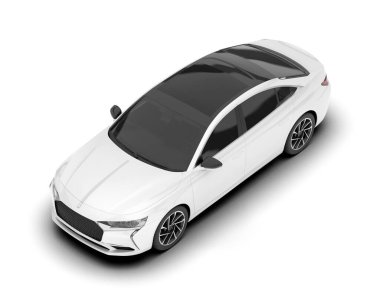 Arka planda izole edilmiş beyaz modern araba. 3d görüntüleme - illüstrasyon