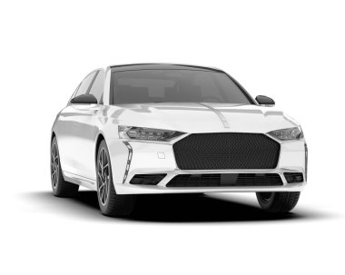 Arka planda izole edilmiş beyaz modern araba. 3d görüntüleme - illüstrasyon