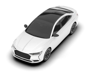 Arka planda izole edilmiş beyaz modern araba. 3d görüntüleme - illüstrasyon