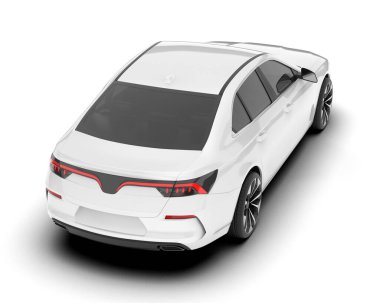 Arka planda izole edilmiş beyaz modern araba. 3d görüntüleme - illüstrasyon