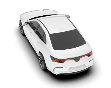 Arka planda izole edilmiş beyaz modern araba. 3d görüntüleme - illüstrasyon