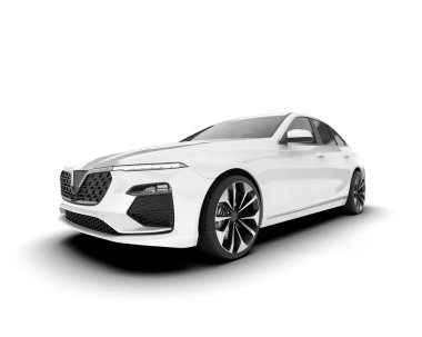 Arka planda izole edilmiş beyaz modern araba. 3d görüntüleme - illüstrasyon