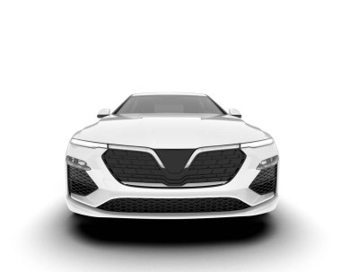 Arka planda izole edilmiş beyaz modern araba. 3d görüntüleme - illüstrasyon