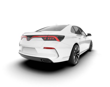 Arka planda izole edilmiş beyaz modern araba. 3d görüntüleme - illüstrasyon