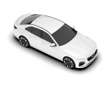 Arka planda izole edilmiş beyaz modern araba. 3d görüntüleme - illüstrasyon