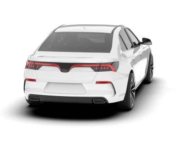 Arka planda izole edilmiş beyaz modern araba. 3d görüntüleme - illüstrasyon