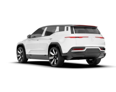 Arka planda izole edilmiş beyaz modern araba. 3d görüntüleme - illüstrasyon