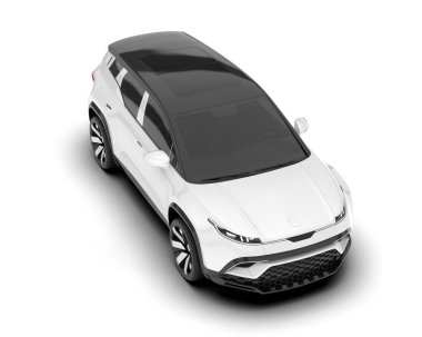 Arka planda izole edilmiş beyaz modern araba. 3d görüntüleme - illüstrasyon