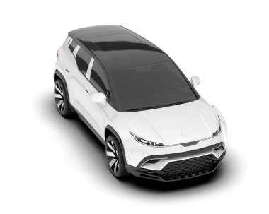 Arka planda izole edilmiş beyaz modern araba. 3d görüntüleme - illüstrasyon